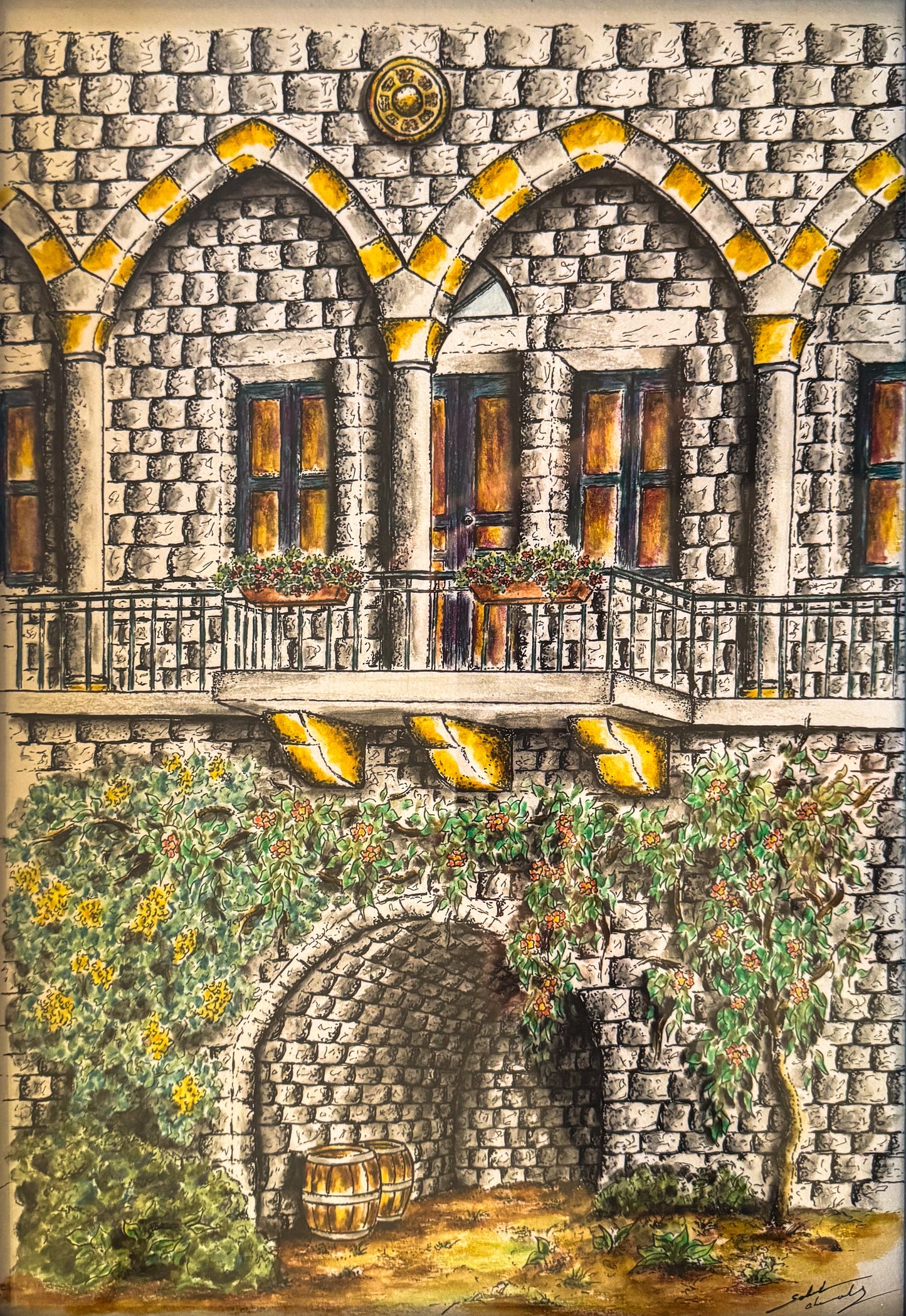 Lebanese Stone Arches by Sabeh Chemaly – Original Artwork